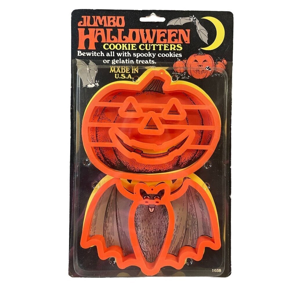 Jumbo Halloween Cookie Cutters Pumpkin Bat Shapes Durable Plastic Made In USA‎